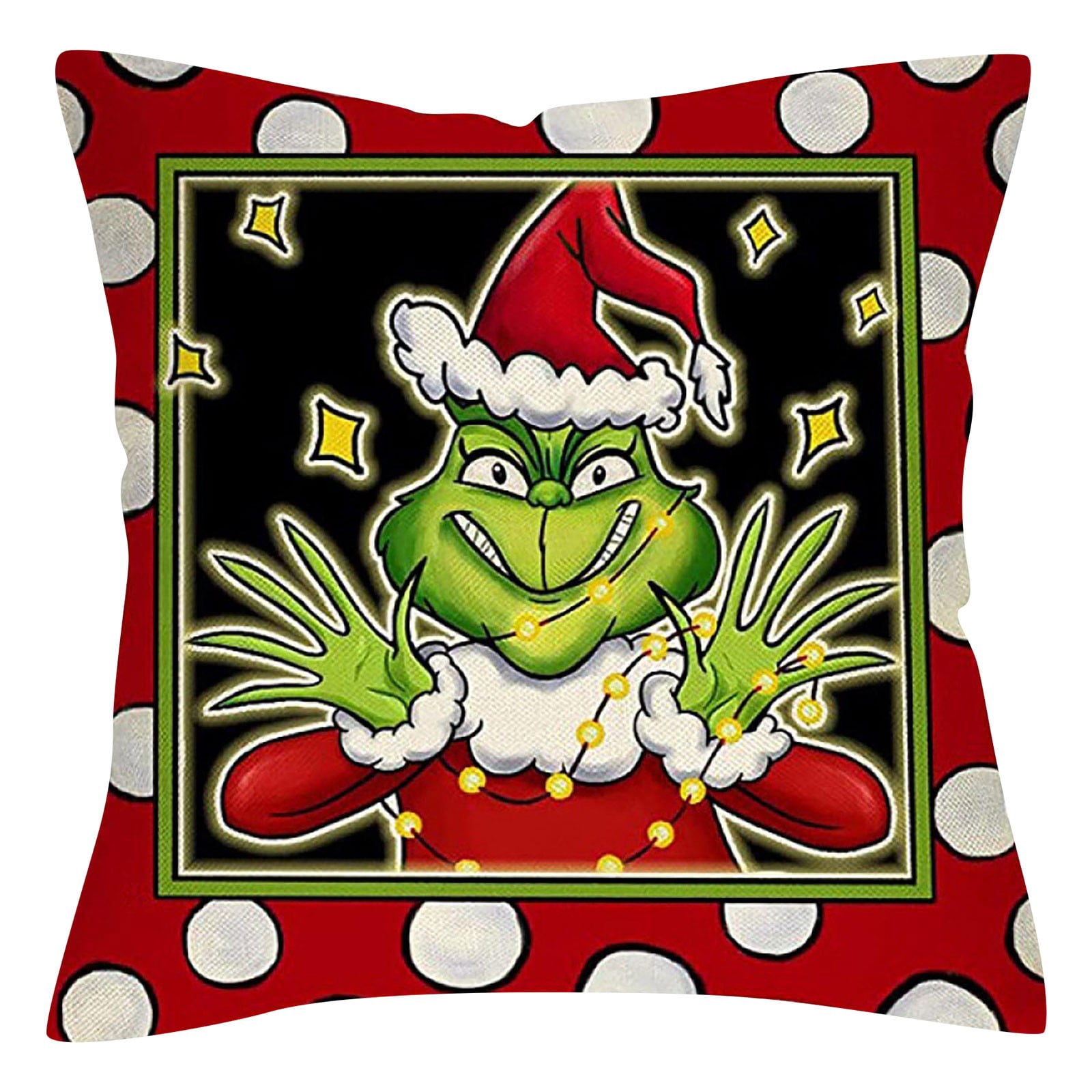18"x18" Christmas Grinch Decorative Throw Pillow Cover, Merry Grinchmas Pillow Case Christmas Xmas Home Sofa Couch Bed Decorations, Winter Holiday Cushion Case for Sofa Couch Decor,