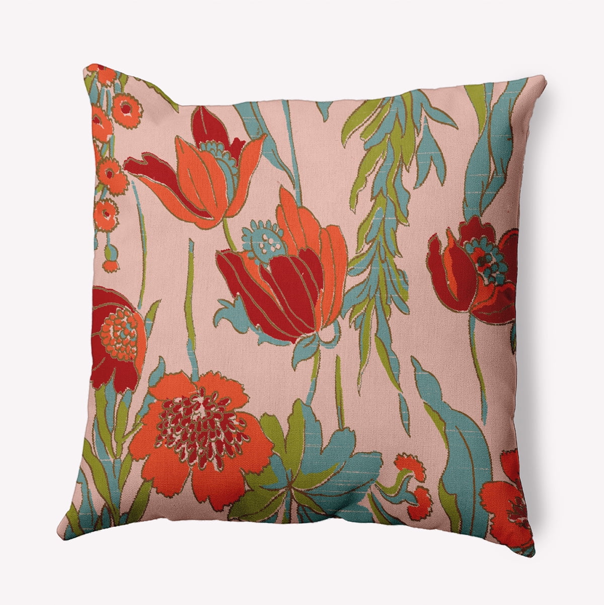 18"x18" Simply Daisy Bold Flower Garden Poly Accent Pillow, Red Qty 1