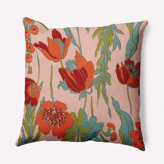 18"x18" Simply Daisy Bold Flower Garden Poly Accent Pillow, Red Qty 1