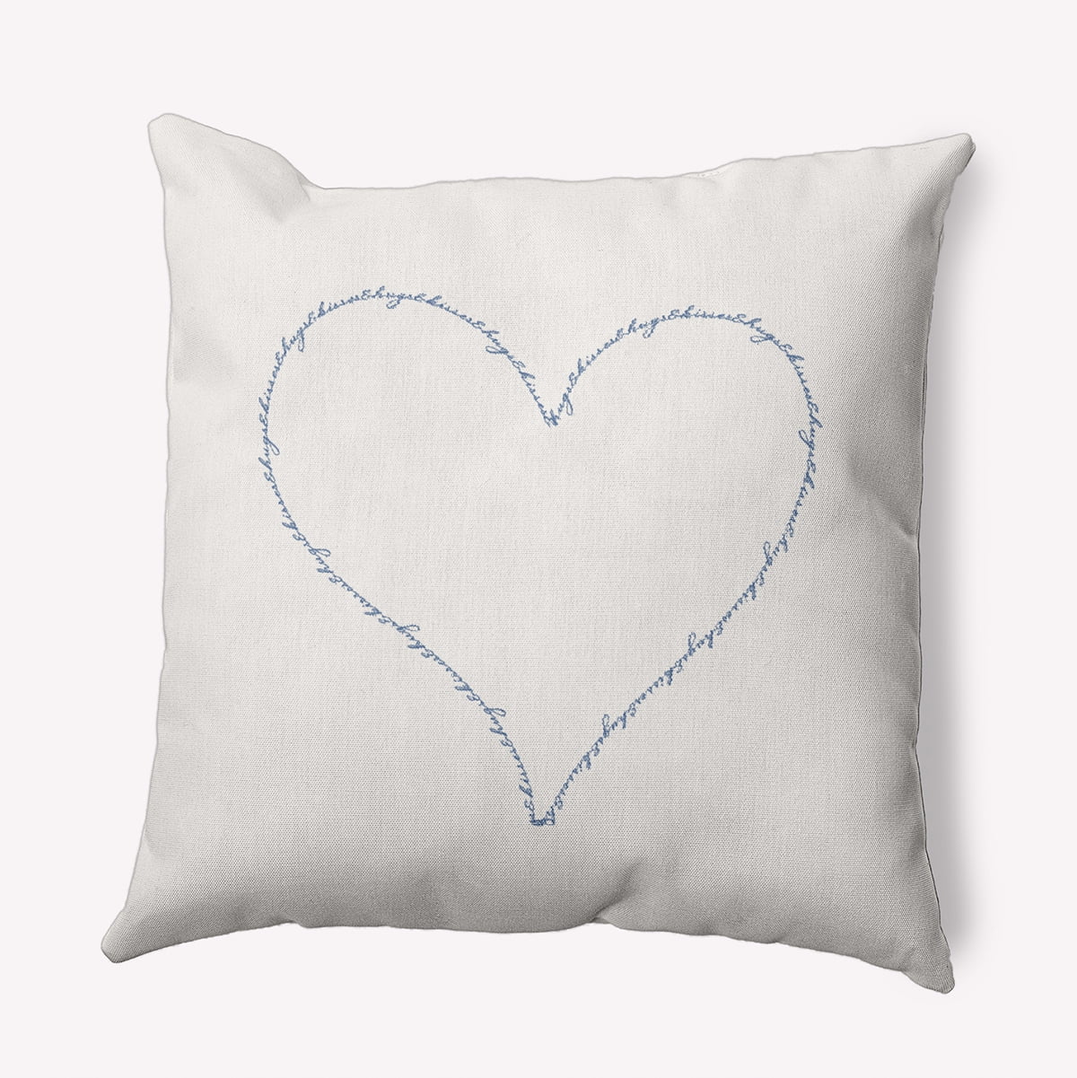 18"x18" Simply Daisy Hugs & Kisses Heart Poly Accent Pillow, Blue Qty 1