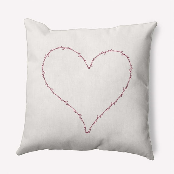 18"x18" Simply Daisy Hugs & Kisses Heart Poly Indoor/Outdoor Pillow, Magenta Qty 1