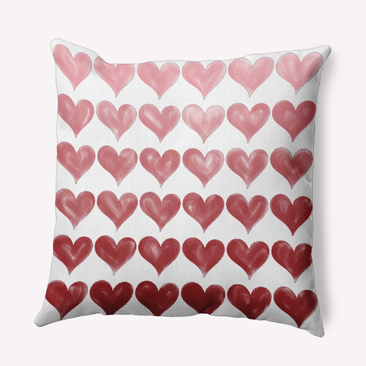 18"x18" Simply Daisy Valentines Colored Hearts Poly Indoor/Outdoor Pillow, Red Qty 1