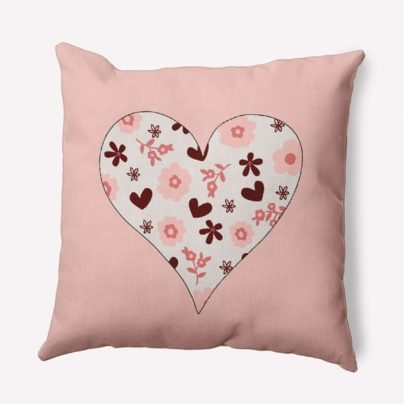 18"x18" Simply Daisy Valentines Flowery Love Hearts Poly Accent Pillow, Silver Qty 1