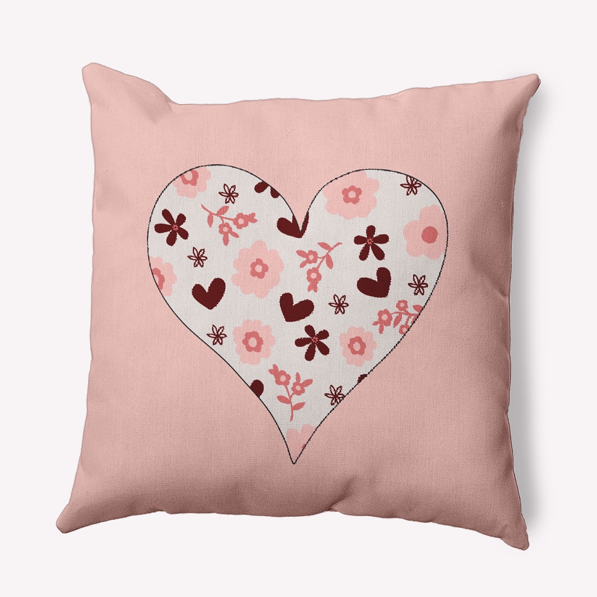 18"x18" Simply Daisy Valentines Flowery Love Hearts Poly Indoor/Outdoor Pillow, Silver Qty 1