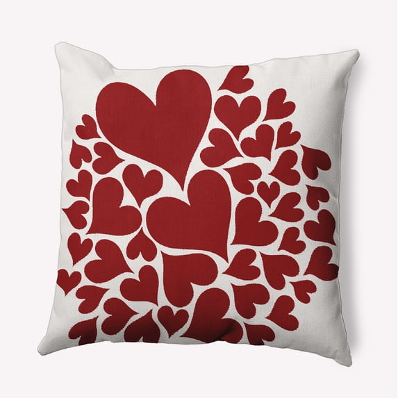 18"x18" Simply Daisy Valentines Hearts All Around Poly Accent Pillow, Red Qty 1