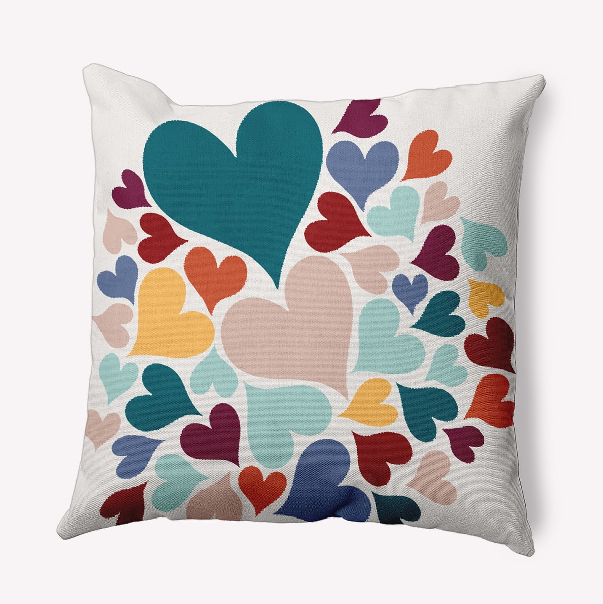 18"x18" Simply Daisy Valentines Hearts All Around Poly Accent Pillow, Teal Qty 1