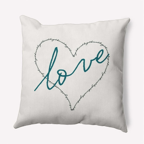 18"x18" Simply Daisy Valentines Love with Hugs & Kisses Poly Accent Pillow, Teal Qty 1