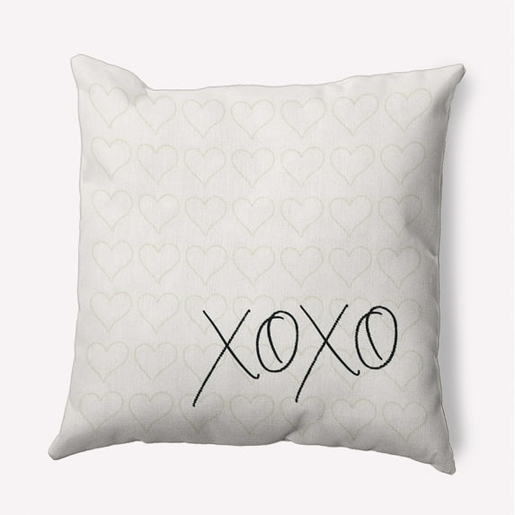 18"x18" Simply Daisy Valentines XOXO with Hearts Poly Accent Pillow, Black-White Qty 1