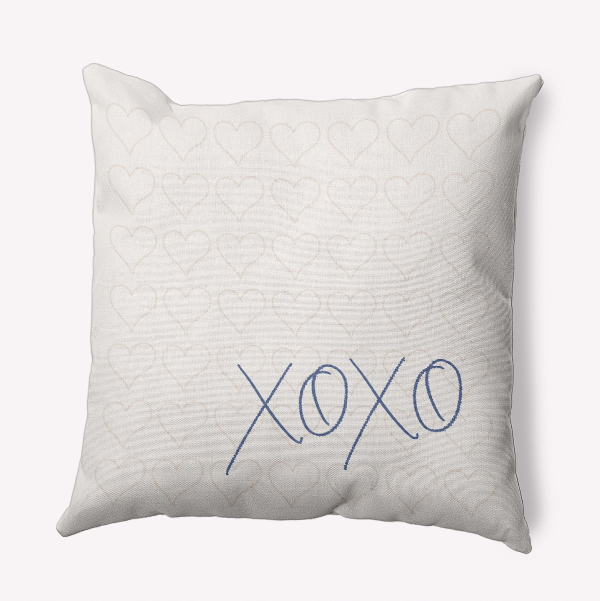 18"x18" Simply Daisy Valentines XOXO with Hearts Poly Accent Pillow, Blue Qty 1