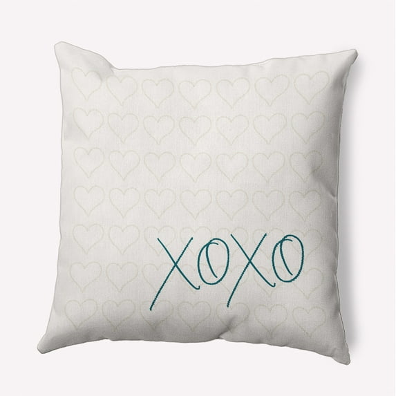18"x18" Simply Daisy Valentines XOXO with Hearts Poly Accent Pillow, Teal Qty 1