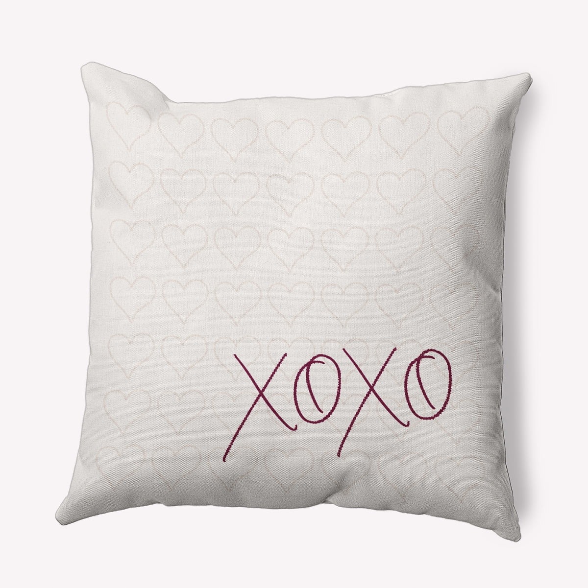 18"x18" Simply Daisy Valentines XOXO with Hearts Poly Indoor/Outdoor Pillow, Magenta Qty 1