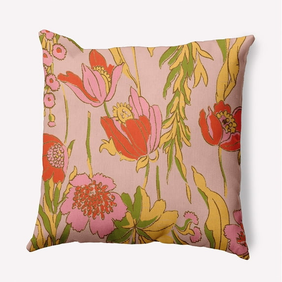 18"x18" Square Simply Daisy Bold Flower Garden Poly Indoor/Outdoor Pillow, Orange Qty 1