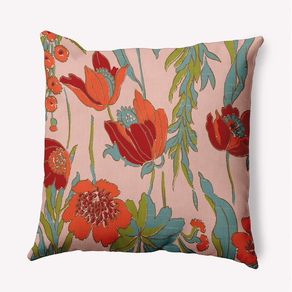 18"x18" Square Simply Daisy Bold Flower Garden Poly Indoor/Outdoor Pillow, Red Qty 1
