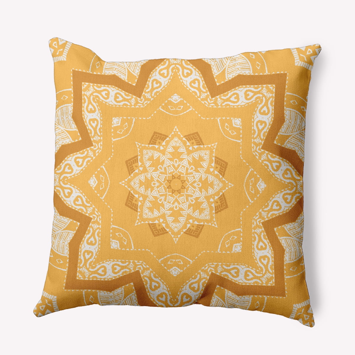 18"x18" Square Simply Daisy Shawl Poly Indoor/Outdoor Pillow, Egg Yolk Yellow Qty 1