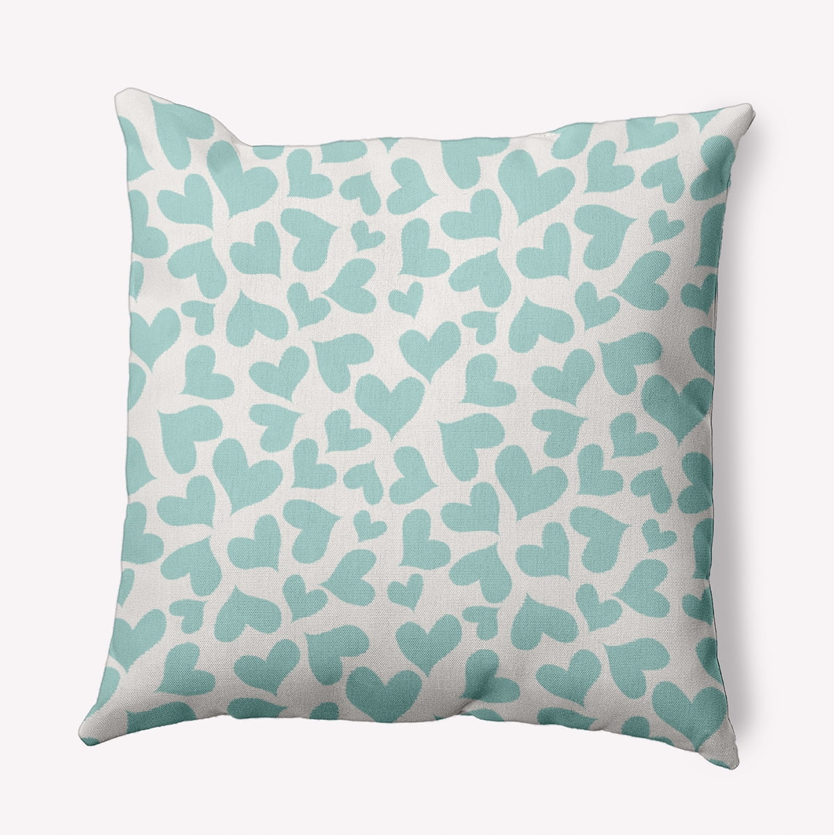18"x18" Square Simply Daisy Valentines Patterned Hearts Poly Indoor/Outdoor Pillow, Blue Qty 1