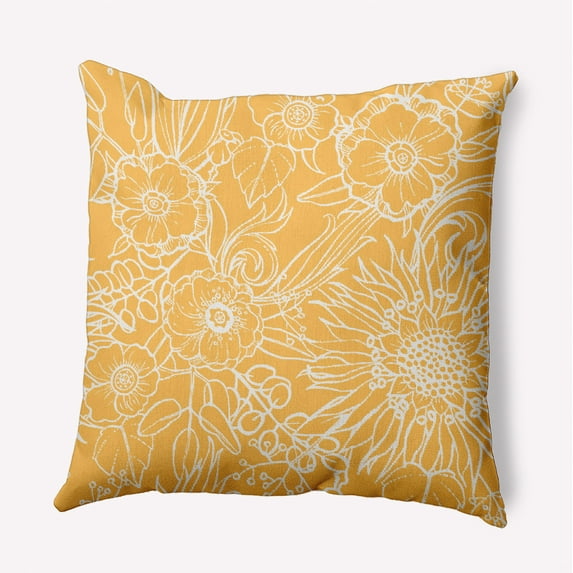 18"x18" Square Simply Daisy Zentangle Poly Indoor/Outdoor Pillow, Egg Yolk Qty 1