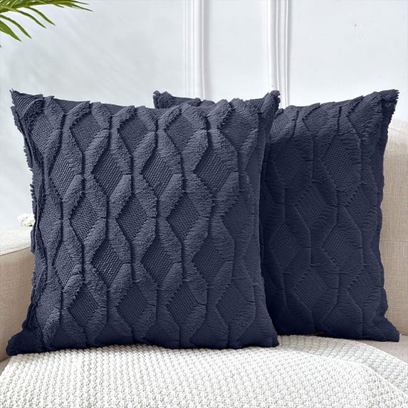 18"x18" Tufted Diamond Plush Throw Pillow | 12 Colors – Soft Faux Fur Texture | Modern Geometric Accent | Insert Included
