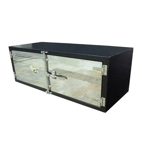 18"x18"x60" Steel Flatbed Trailer Underbody Tool Box with Mirror Finish Barndoor Style Double Doors & Paddle Lock - Heavy Duty Side Mount Tool Box for Trailer & Semi Truck