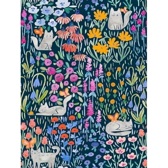 18"x236" Cute Grey Cat Colorful Flower Cartoon Peel and Stick Self Adhesive Wallpaper Removable Contact Paper Stick on Easy Peel Off Wall Paper for Kitchen Bedroom Bathroom$$Tools & Hardware Other