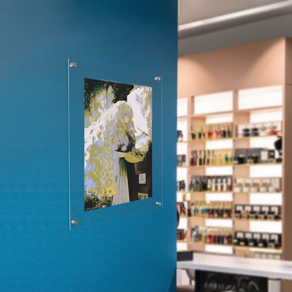 18"x24" Clear Acrylic Wall Mount Floating Frameless Double Panel Picture Frame