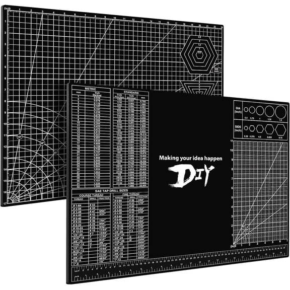 18"x24" Self-Healing Cutting Mat, 3mm Thick PVC Professional Craft Mat with Metric Imperial Conversion & SAE Tap Drill Sizes, Double-Sided Grid Cutting Board for Sewing DIY Crafts