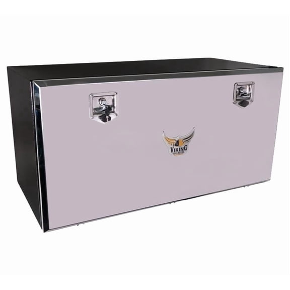 18"x24"x48" Black Steel Flatbed Trailer Underbody Tool Box with Mirror Finish Single Door & T-Handle Latch Lock - Heavy Duty Side Mount Tool Box for Trailer & Semi Truck