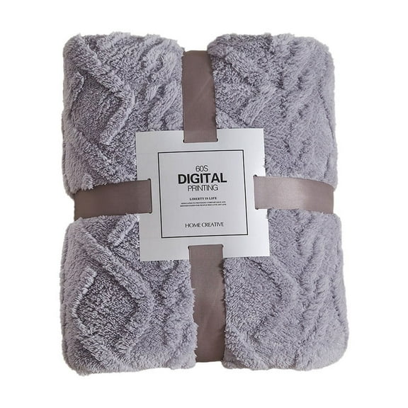 18"x26" Fleece Throw Blanket for Couch, Velvet Thickened Jacquard Flannel Blanket Soft Touch Cozy Throw for All Season Home Decor, Navy