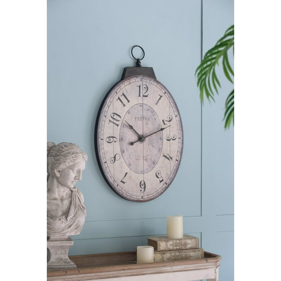 18"x29" Oval Vintage Stylish Wall Clock Battery Operated,Outdoor Clock,Decorative Wall Clock for Home,Office,Dinning Room
