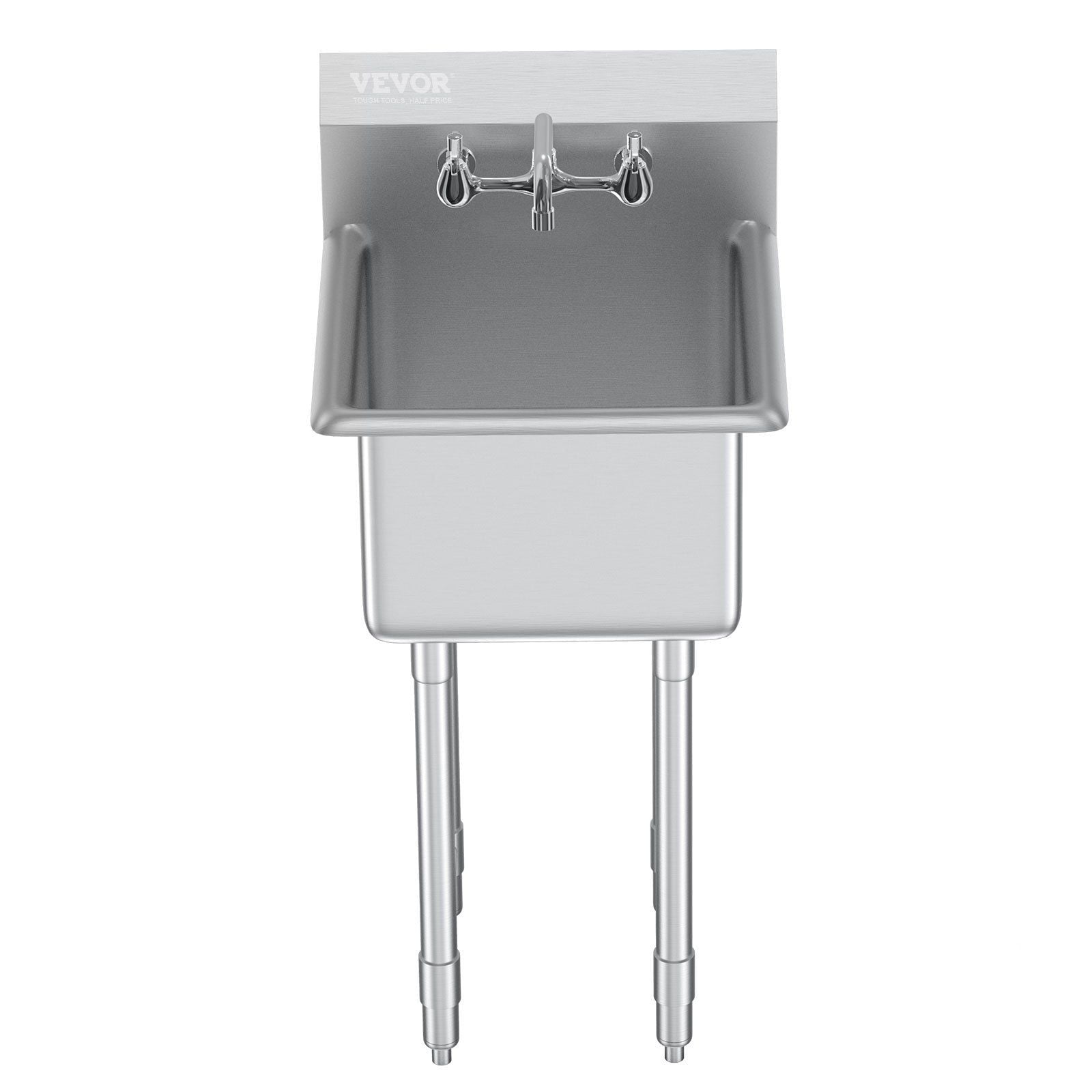 18"x41" Stainless Steel Utility Sink - NSF Certified Commercial Single Bowl with Faucet & Adjustable Legs, Free Standing Prep Sink for Kitchen, Laundry, Garage, Restaurant (1 Compartment)