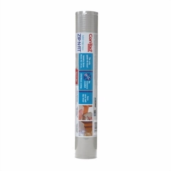 18"x4ft Zip-N-Fit Cool Gray Shelf Liner: Non-Adhesive, Grid Lines, Solid Pattern, Spot Clean, Wire Shelf Use