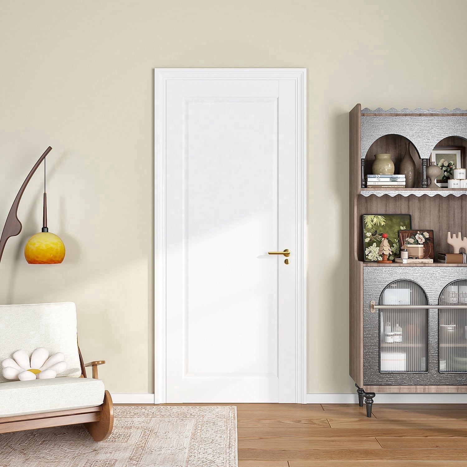 18"x80" 1-Panel French Interior Door Slab, Solid Core Soundproof Paintable for Bedroom, Closet, Pantry, Bathroom, Office, Laundry, w/o Hardware&Frame, White