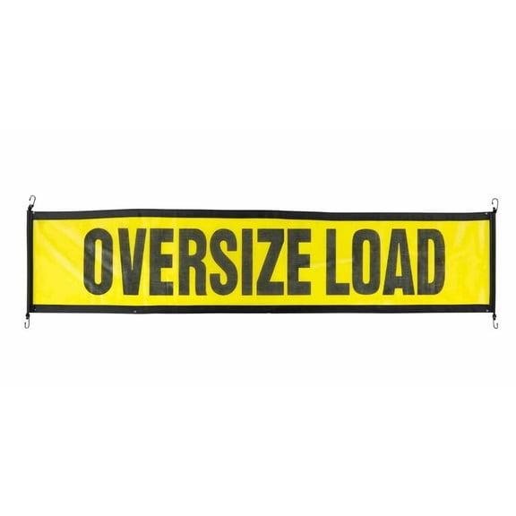18"x84" Oversize Load Sign for Trucks w/ Bungee Cord & Hook - Stretch Cord Mesh Oversize Load Banner for Escort Vehicles, Car, Flatbed Trailer - Safety Warning Signs