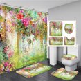 180*180cm Shower Curtain Colorful Flowers Plants Bathroom Curtains Set