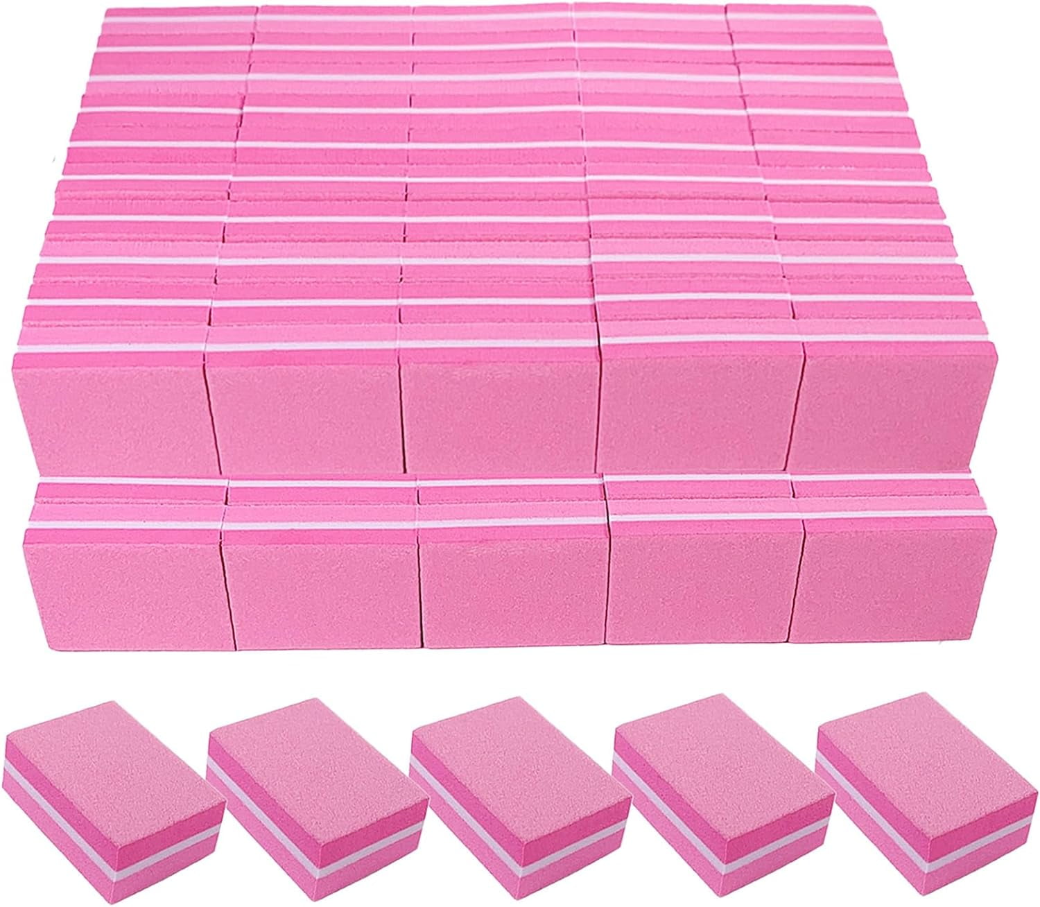 180/240 Grit Nail Buffers (100 Pack), Mini Buffer Block Nail File for