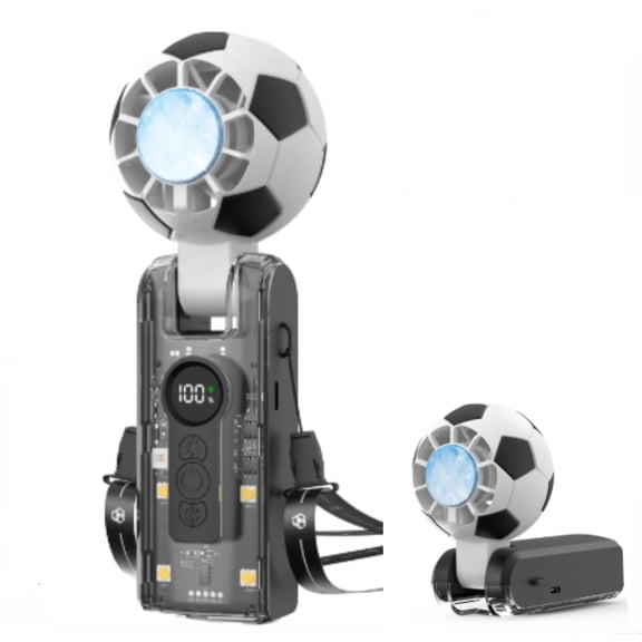 180° Adjustable Soccer-Shaped Mini Personal Fan,Portable Handheld Turbo Fan with Ice Cooler, 5 Gear Wind ,6000mAh Rechargeable Pocket Fan for Travel/Outdoor/Office,  20H Max Runtime