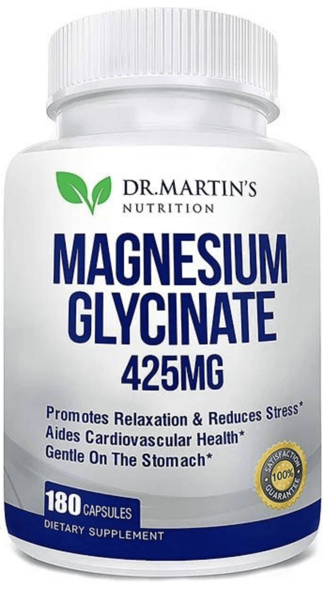 180 Capsules, 425mg Magnesium Glycinate Supplement, Stress, Sleep, Muscle Cramps & Healthy Heart