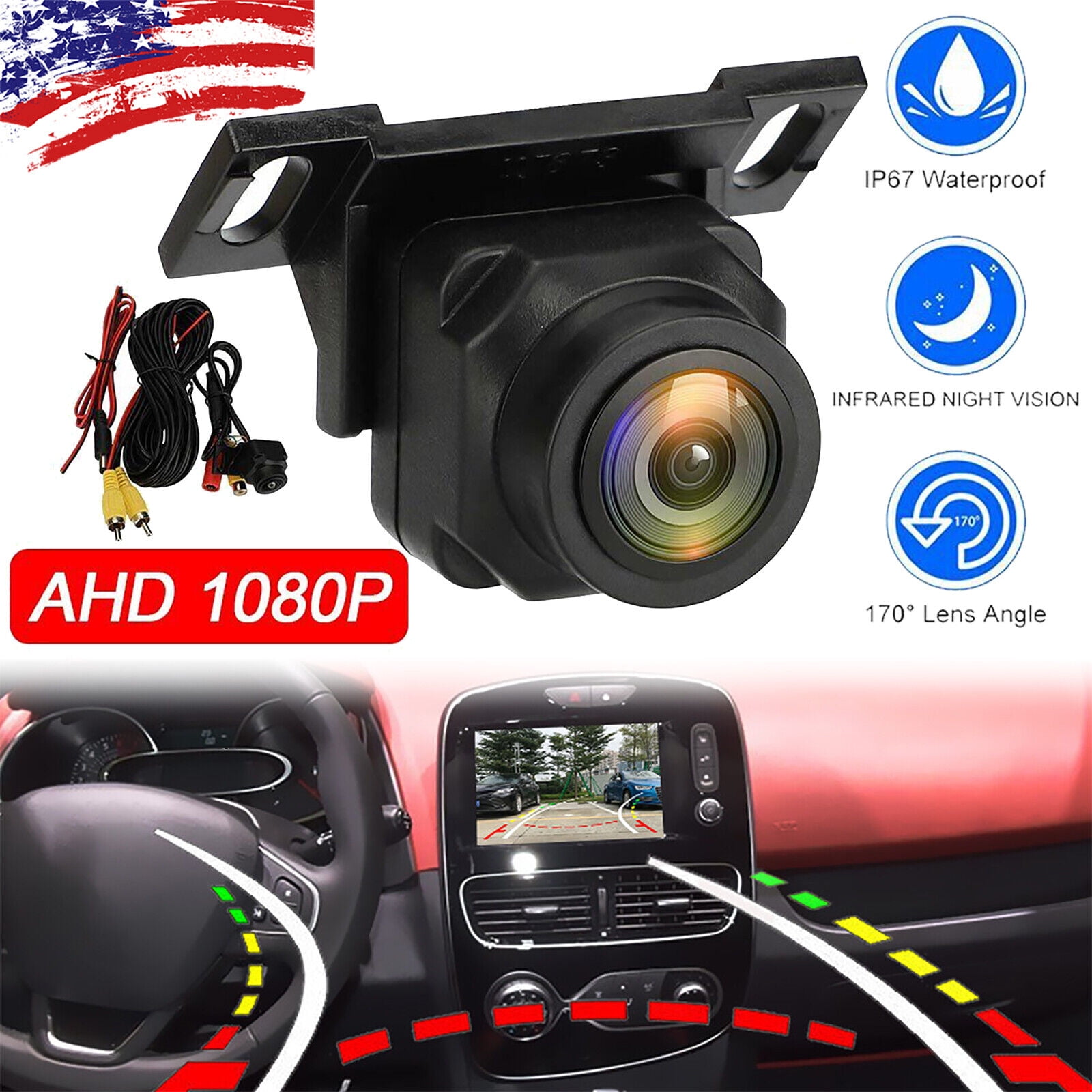 180º Car Rear View Backup Camera Reverse Parking CMOS Night Vision ...
