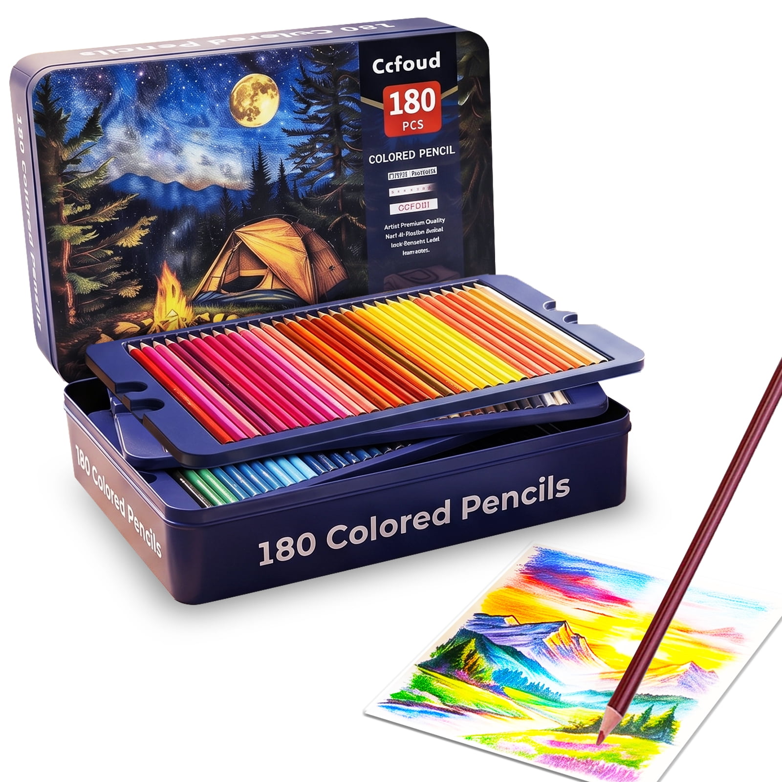 180 Colored Pencils, 180 Oil Based Professional Color Pencils for Artists Adults Coloring Sketching and Drawing,Organized in Presentation Tin Case