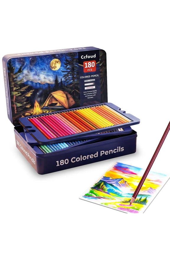 180 Colored Pencils, 180 Oil Based Professional Color Pencils for Artists Adults Coloring Sketching and Drawing,Organized in Presentation Tin Case