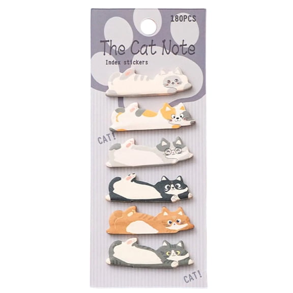 180 Counts Kitten Notes Pad Adhesive Index Sticker Page Tabs Writable Page Marker Bookmarks for Notebook Planner 15x45mm