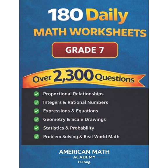 180 Daily Math Worksheets: Grade 7, (Paperback)