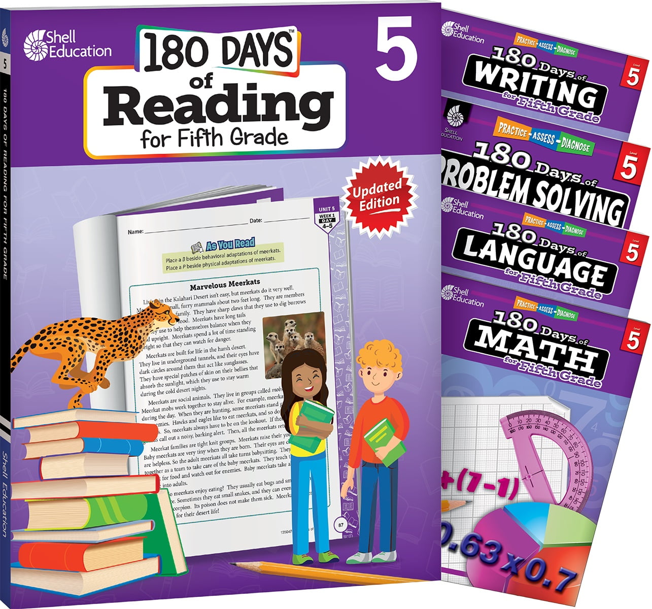 180 Days of Fifth Grade Practice, 5th Grade Workbook Set for Kids Ages 911, Includes 5 Fifth