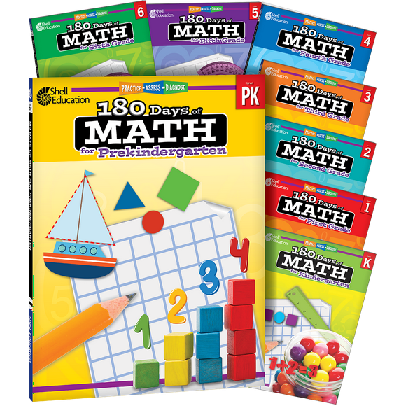 180 Days™: Math PK-6: 8-Book Set