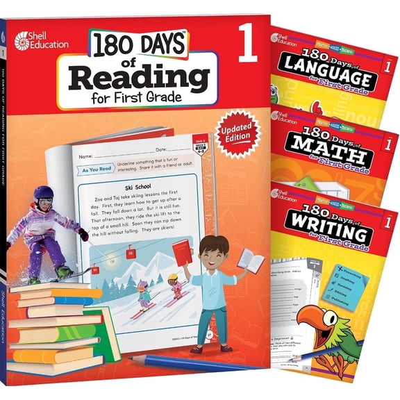 180 Days: Practice Bundle for First Grade: Enhance 1st Grade Skills with 180 Days: Reading 2nd Edition, Writing, Math and Language Practice Bundle