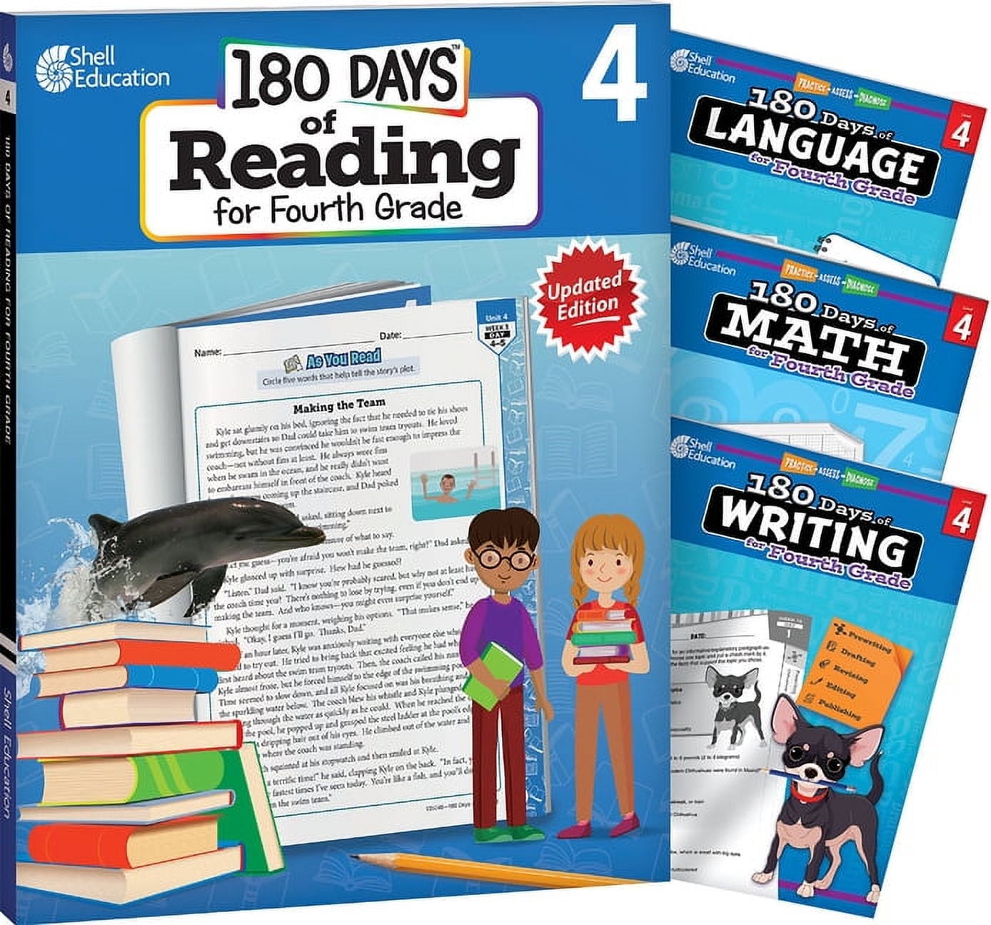 JODENE SMITH; MARGOT KINBERG; SUZANNE I BARCHERS 180 Days: Reading, Math, Writing, & Language Grade 4: 4-Book Set (Other)