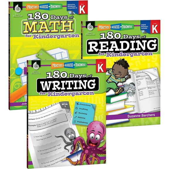 180 Days: Reading, Writing and Math Grade K: 3-Book Set (Other)