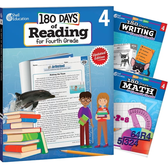 180 Days™: Reading, Writing and Math for Grade 4: 3-Book Set: Practice, Assess, Diagnose, (Paperback)