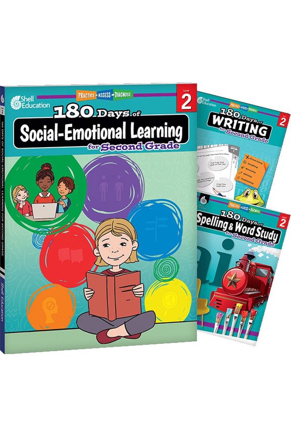 180 Daysâ„¢: Social-Emotional Learning, Writing, & Spelling Grade 2: 3-Book Set