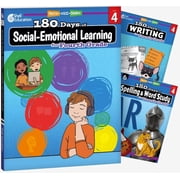 180 Days  Social-Emotional Learning, Writing, Spelling Grade 4 3-Book Set