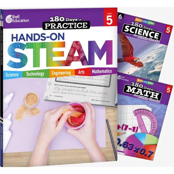 180 Days: STEAM, Science, & Math Grade 5: 3-Book Set